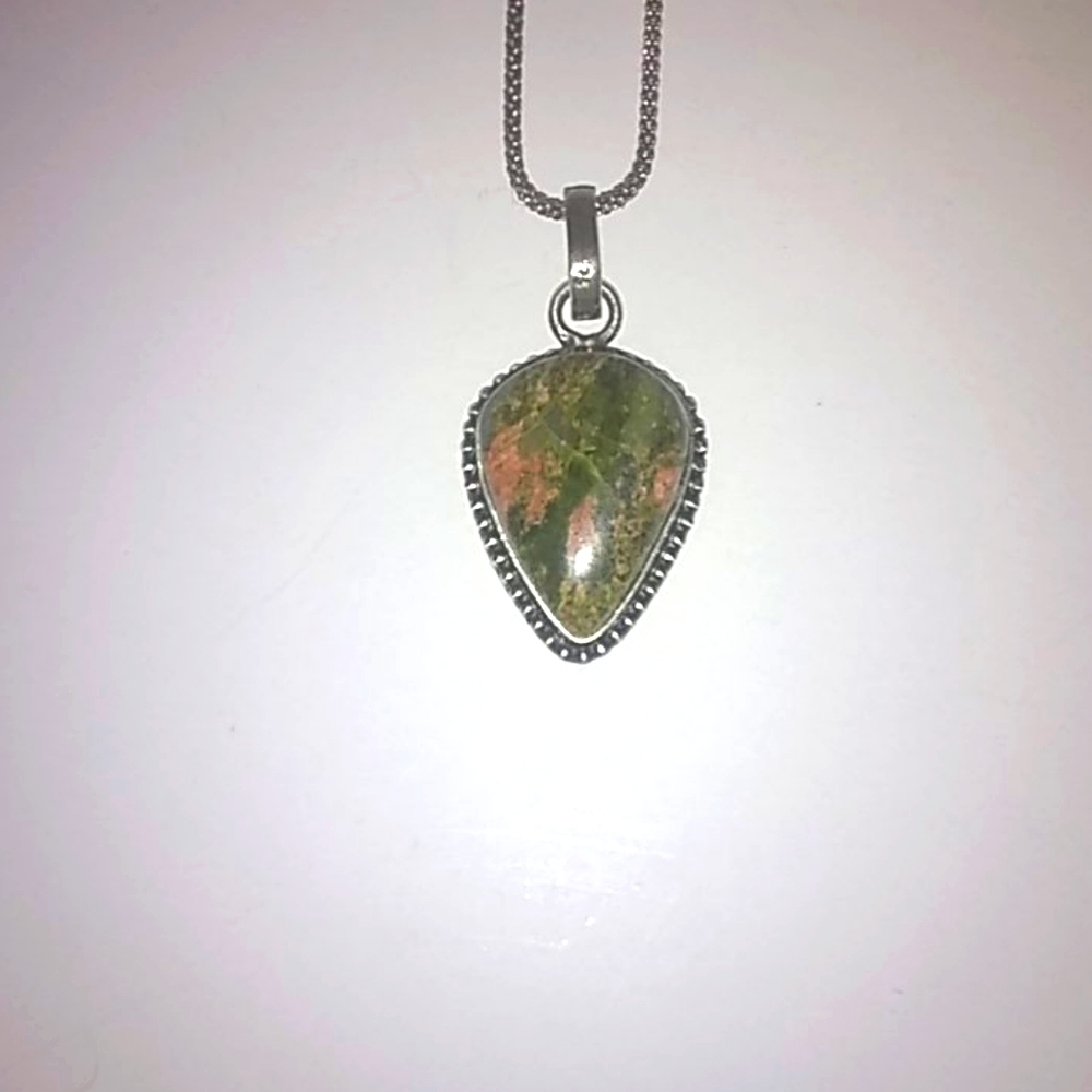 Teardrop Bloodstone Jasper Pendant